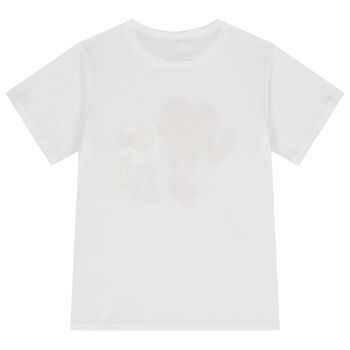Girls White Heart & Flower T-Shirt