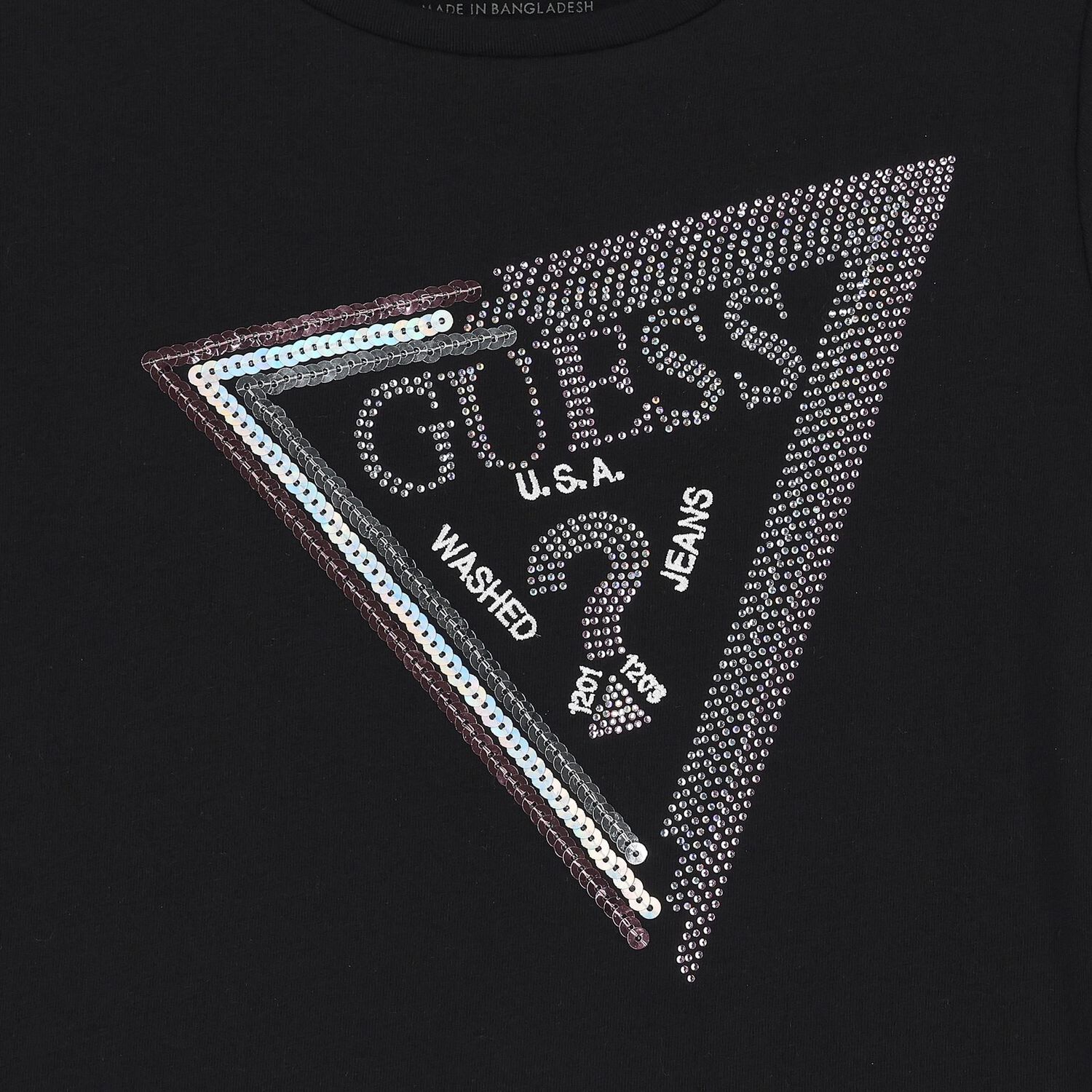 Girls Black Embellished Logo T-Shirt, 3, hi-res image number null