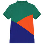 Boys Green, Orange & Blue Logo Polo Shirt, 2, hi-res
