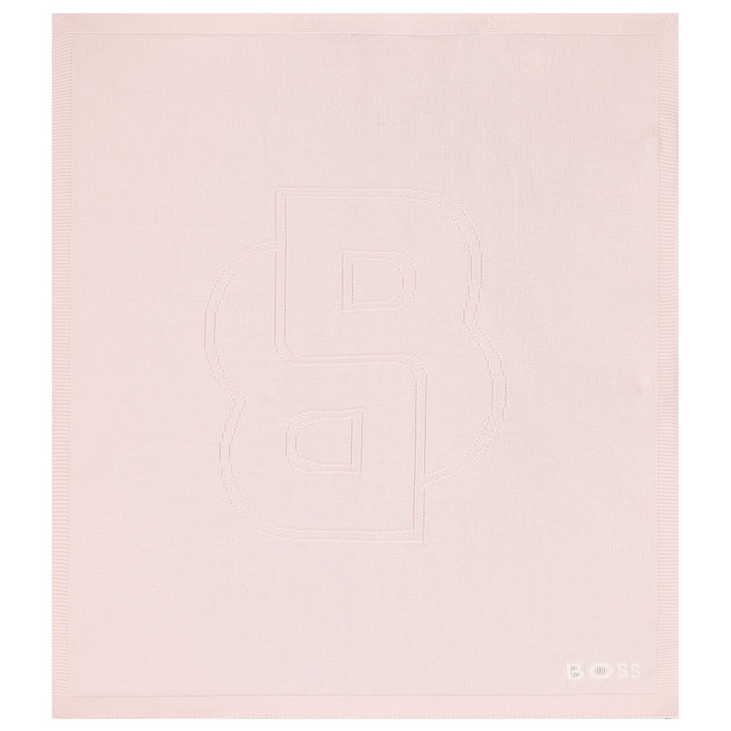 Baby Girls Pink Logo Knit Blanket, 1, hi-res