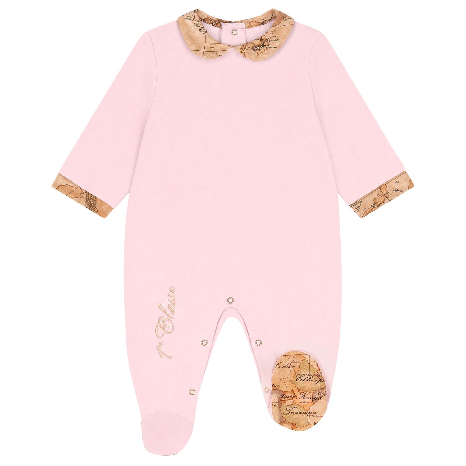 Baby Girls Pink & Beige Geo Map Babygrow Gift Set, 3, hi-res