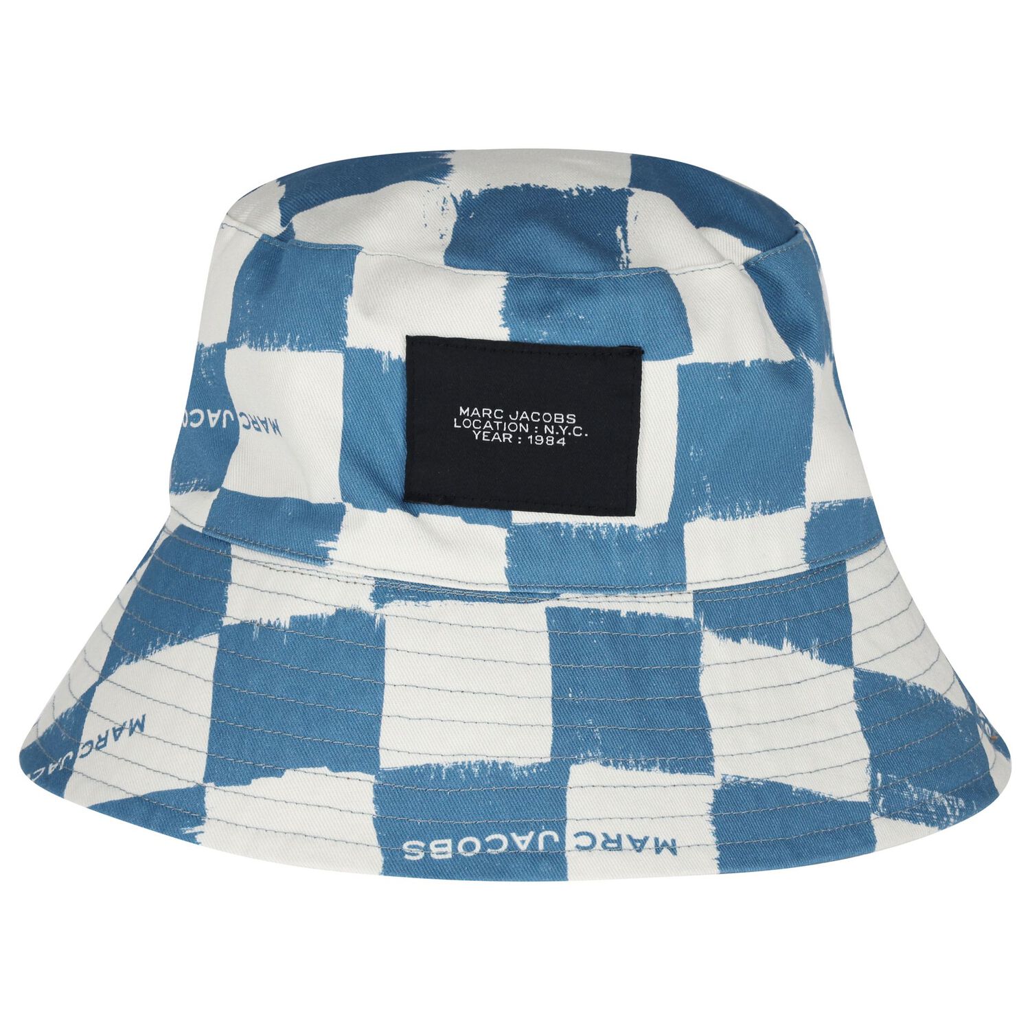 Boys Blue Check & Beige Reversible Hat, 1, hi-res