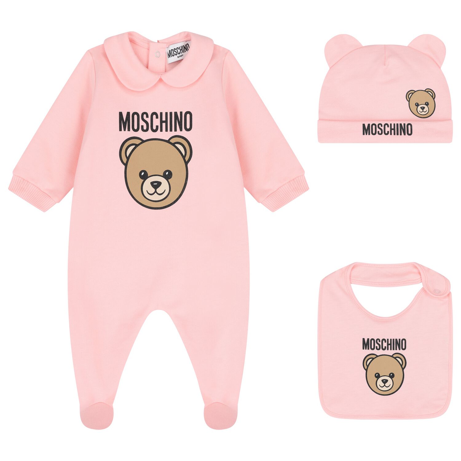 Baby Girls Pink Teddy Bear Logo Babygrow Gift Set, 3, hi-res