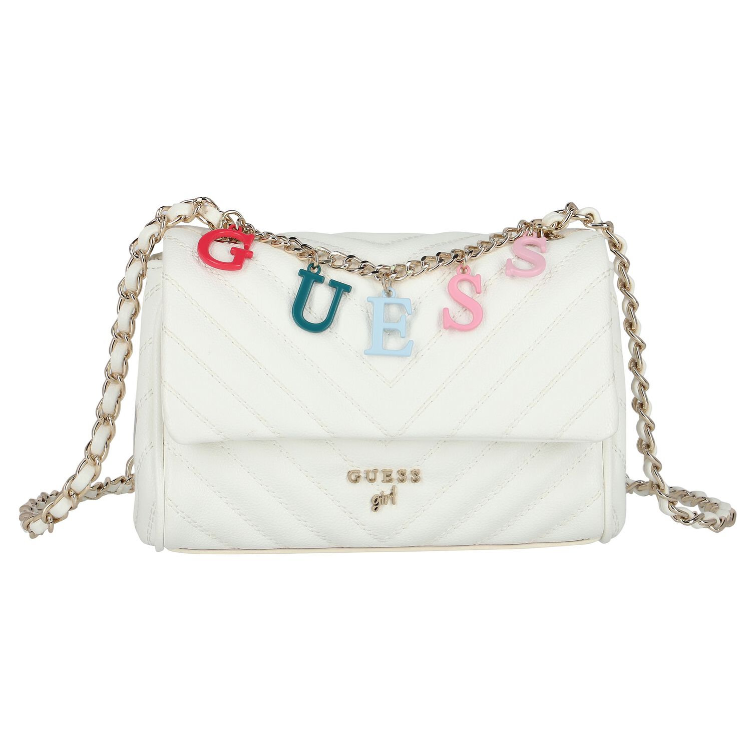 Girls White Logo Handbag, 2, hi-res