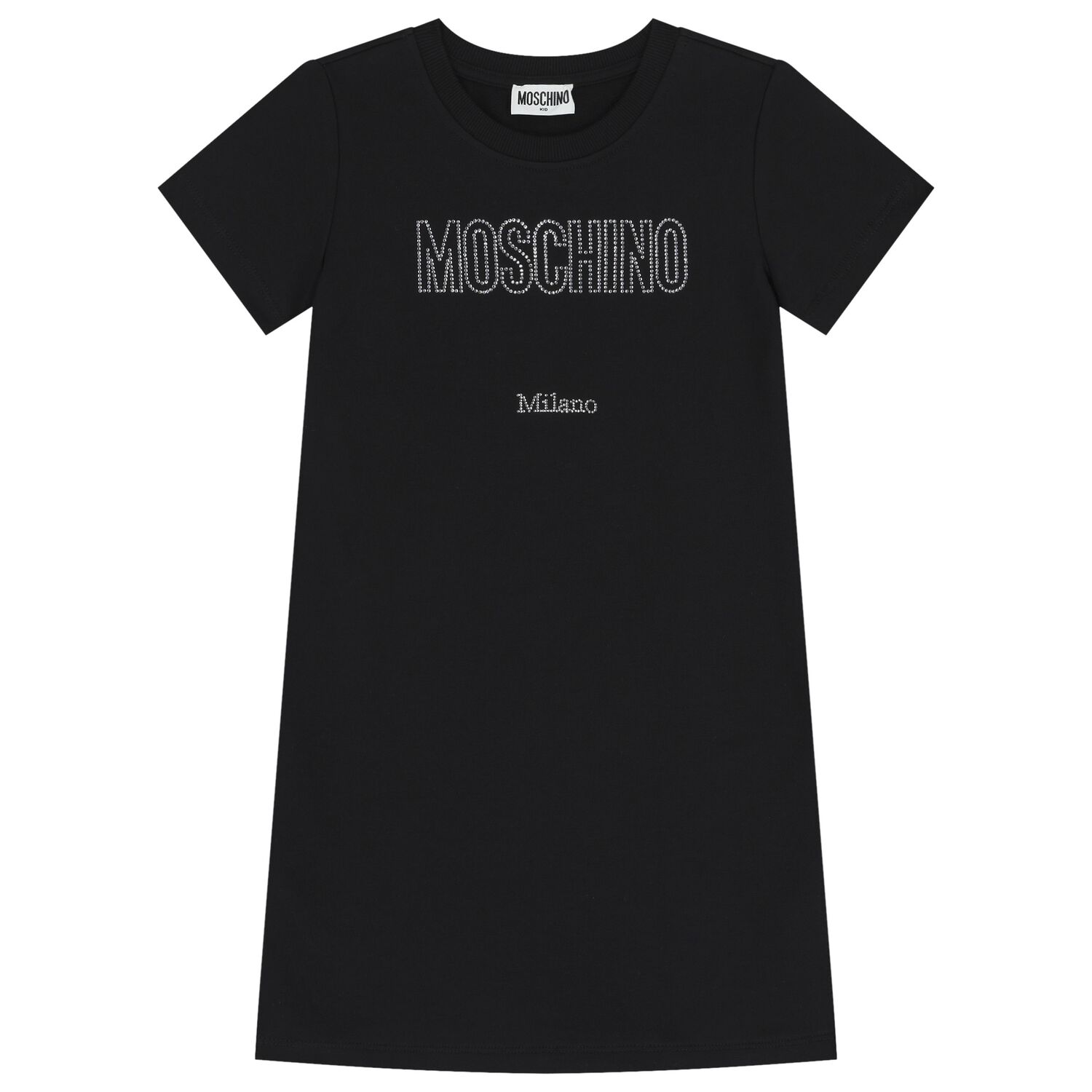 Girls Black Logo Dress, 2, hi-res