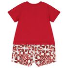Baby Boys Red & White Logo Majolica Romper, 1, hi-res