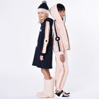 فستان هودى بنات بالشعار باللون الكحلى, 1, hi-res