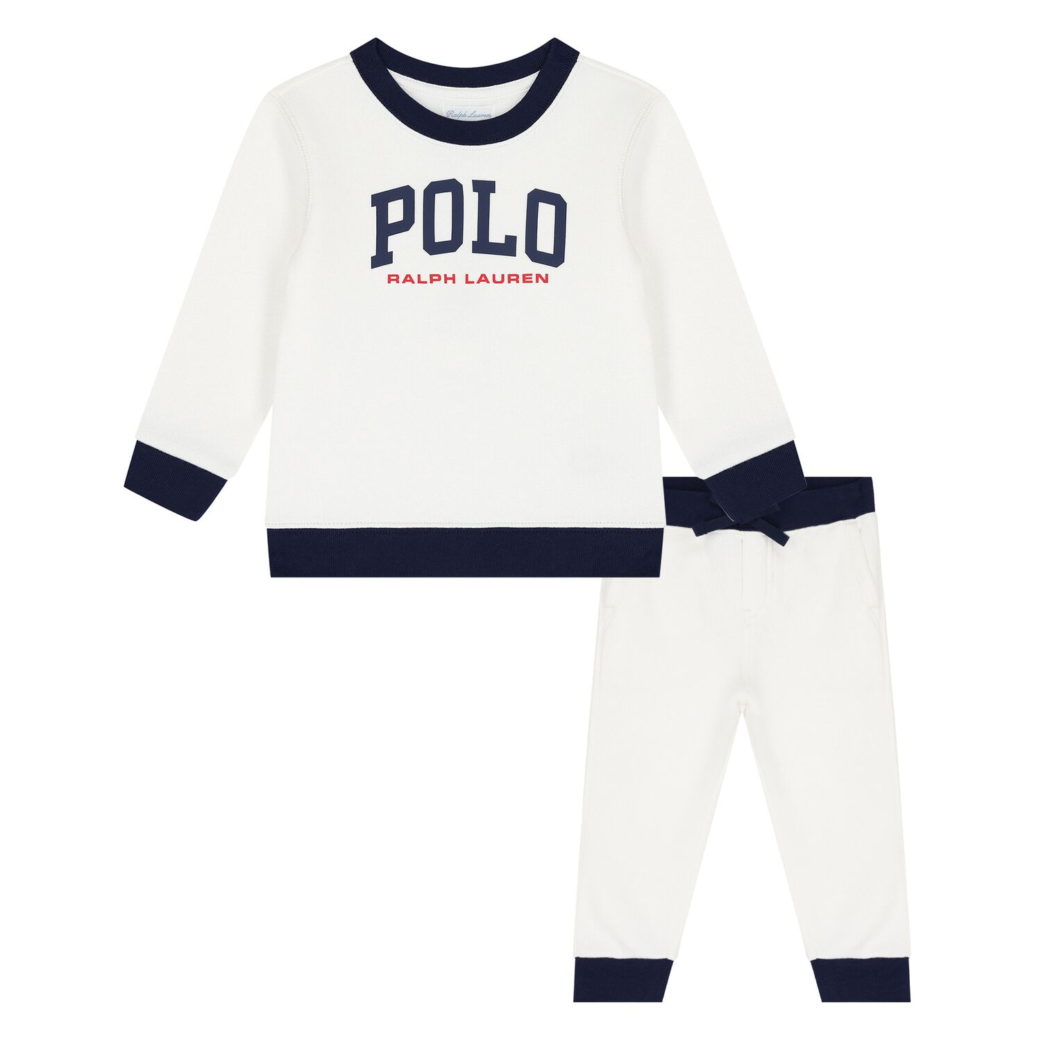 Baby Boys White & Navy Blue Logo Tracksuit, 1, hi-res image number null