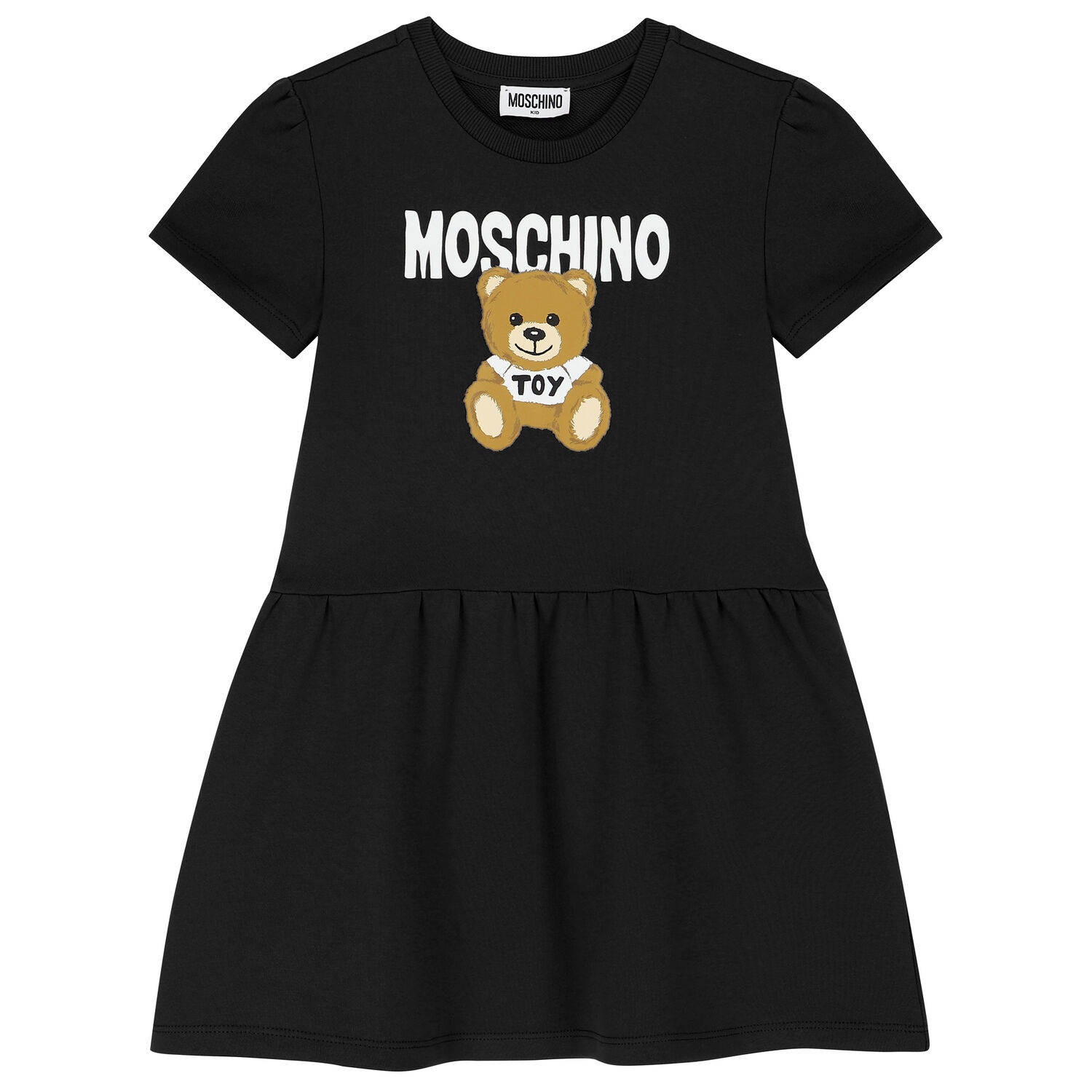 Girls Black Teddy Bear Logo Dress, 3, hi-res