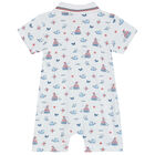 Baby Boys White Sail & Whale Polo Romper, 1, hi-res
