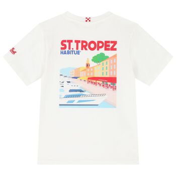 Boys White St Tropez Logo T-Shirt
