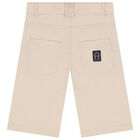 Boys Beige Logo Shorts, 2, hi-res