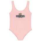 Girls Pink Teddy Bear Logo Swimsuit, 1, hi-res
