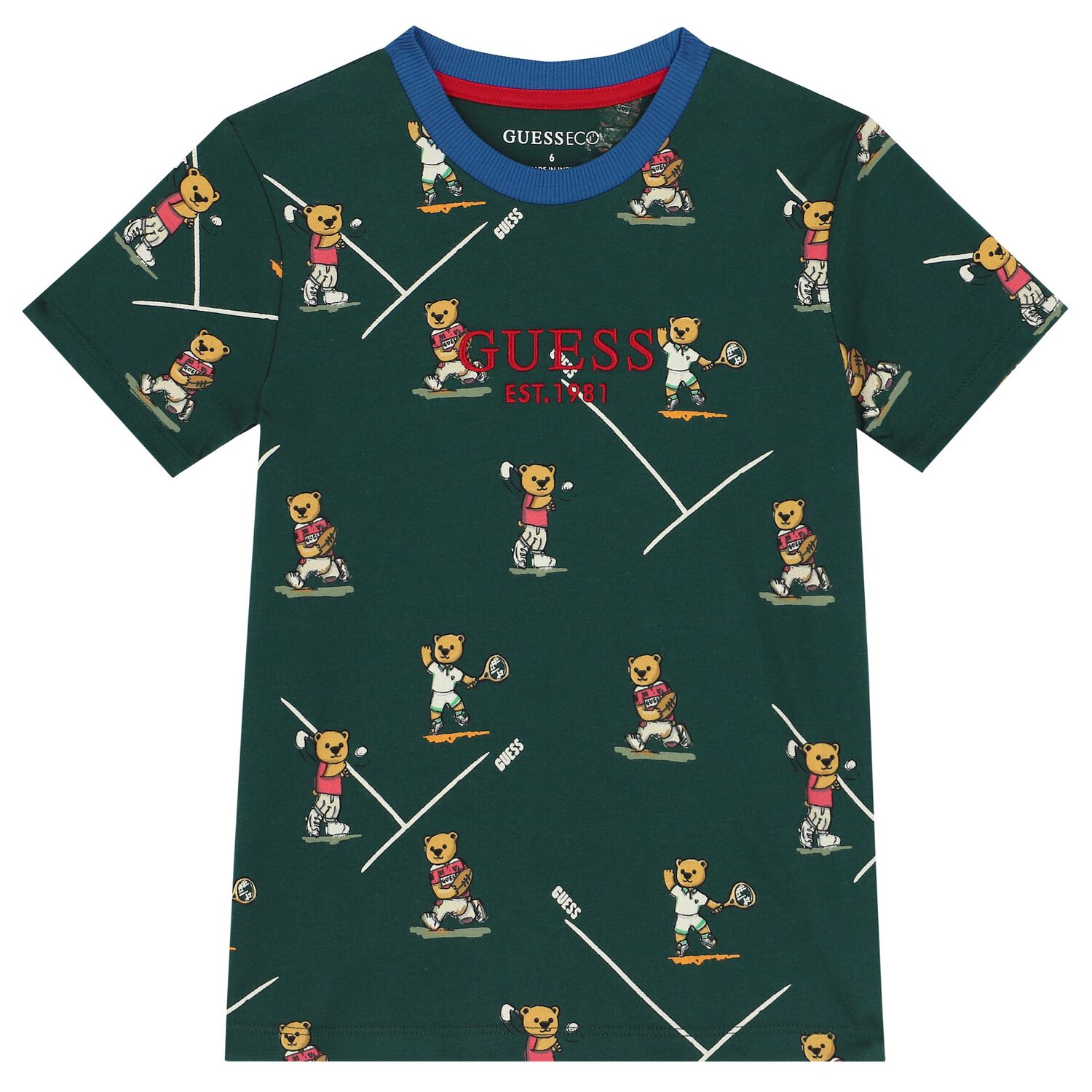 تيشيرت أولاد بالشعار باللون الأخضر, 2, hi-res