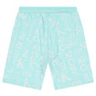 Boys Aqua & White Logo Shorts, 2, hi-res