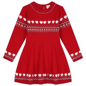 Girls Red Long Sleeve Dress