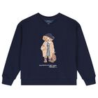 Girls Navy Blue Polo Bear Logo Sweatshirt, 1, hi-res