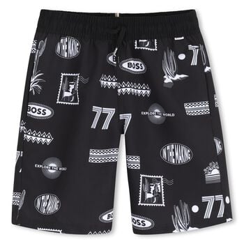 Boys Black Logo Swim Shorts