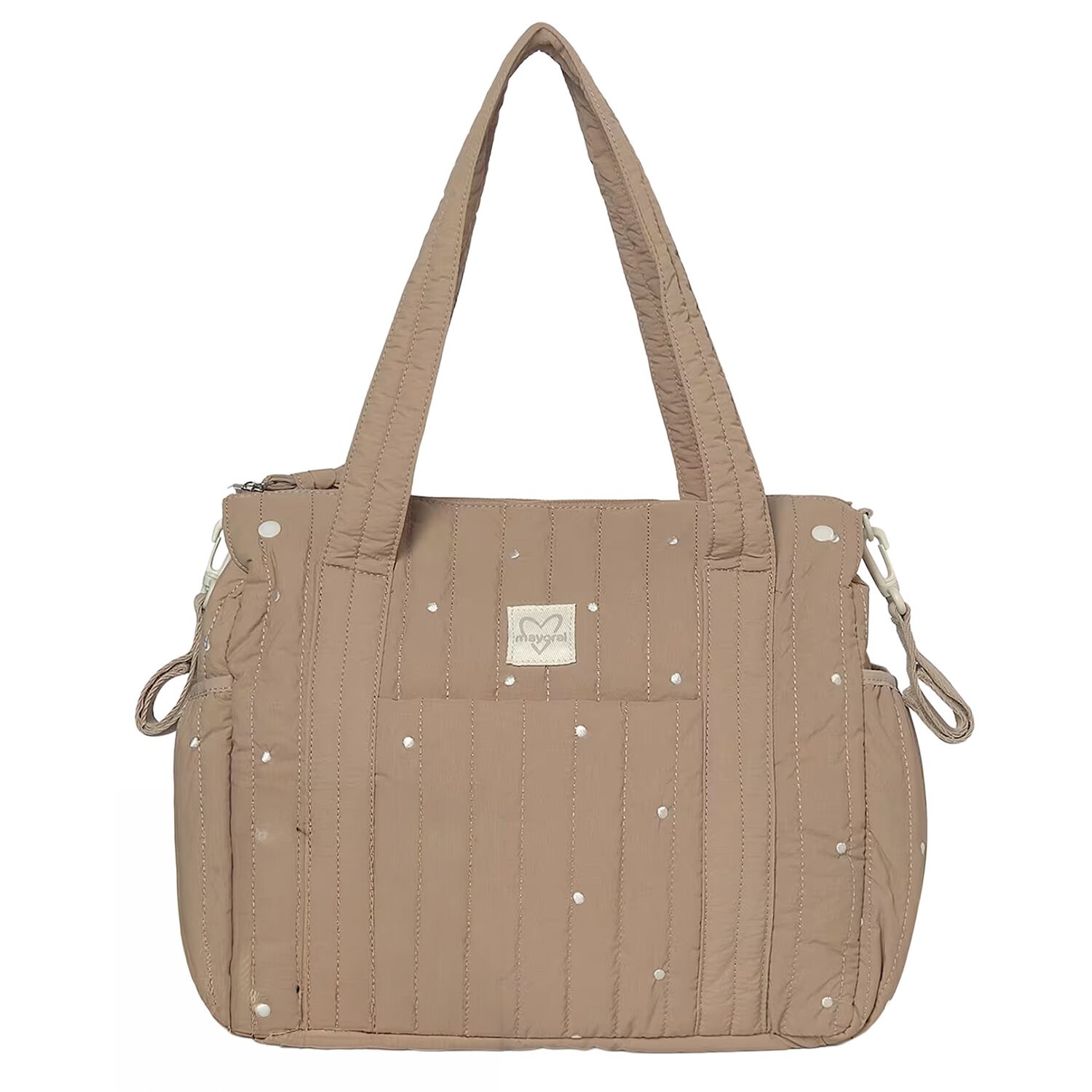 Beige Polka Dot Baby Changing Bag ( 27cm ), 1, hi-res