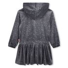 Girls Grey Dot Hooded Dress, 1, hi-res