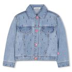 Girls Blue Denim Rhinestones Jacket, 1, hi-res