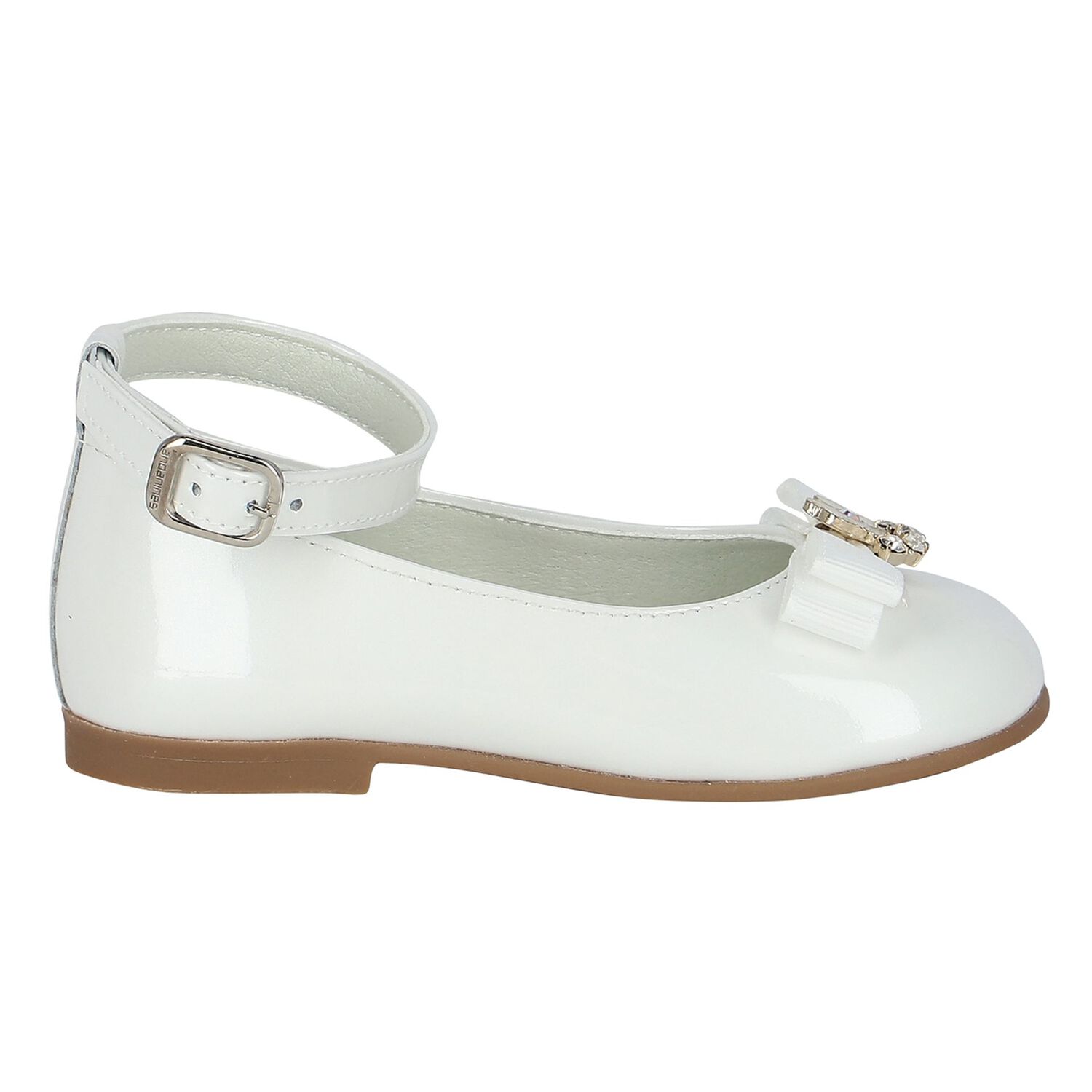 حذاء بنات باليرينا بفيونكة باللون الأبيض, 1, hi-res