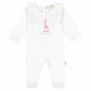 Baby Girls White Logo Babygrow