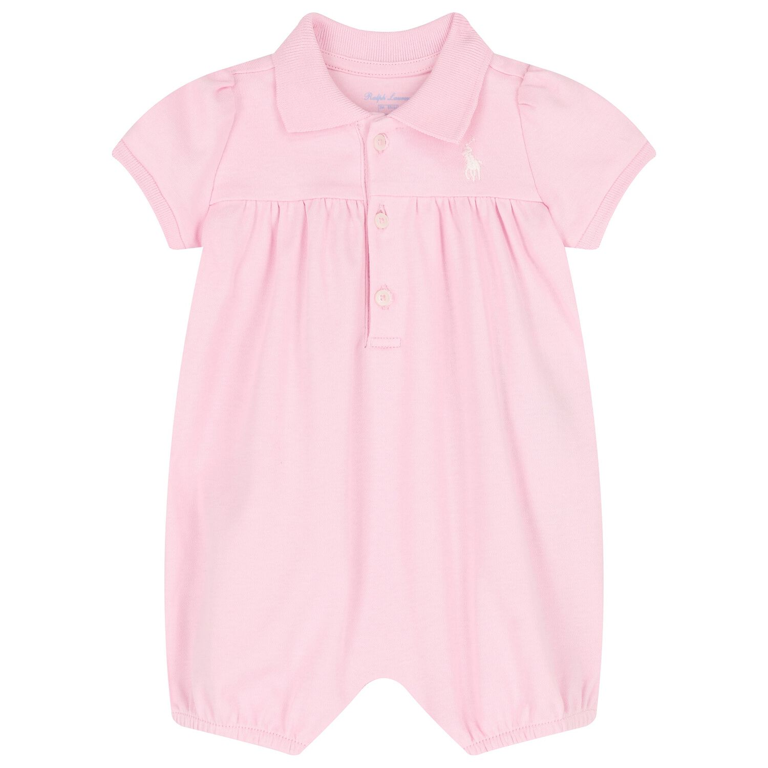 Baby Girls Pink Logo Romper, 1, hi-res