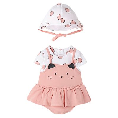 Baby Girls Pink Romper & Hat Set
