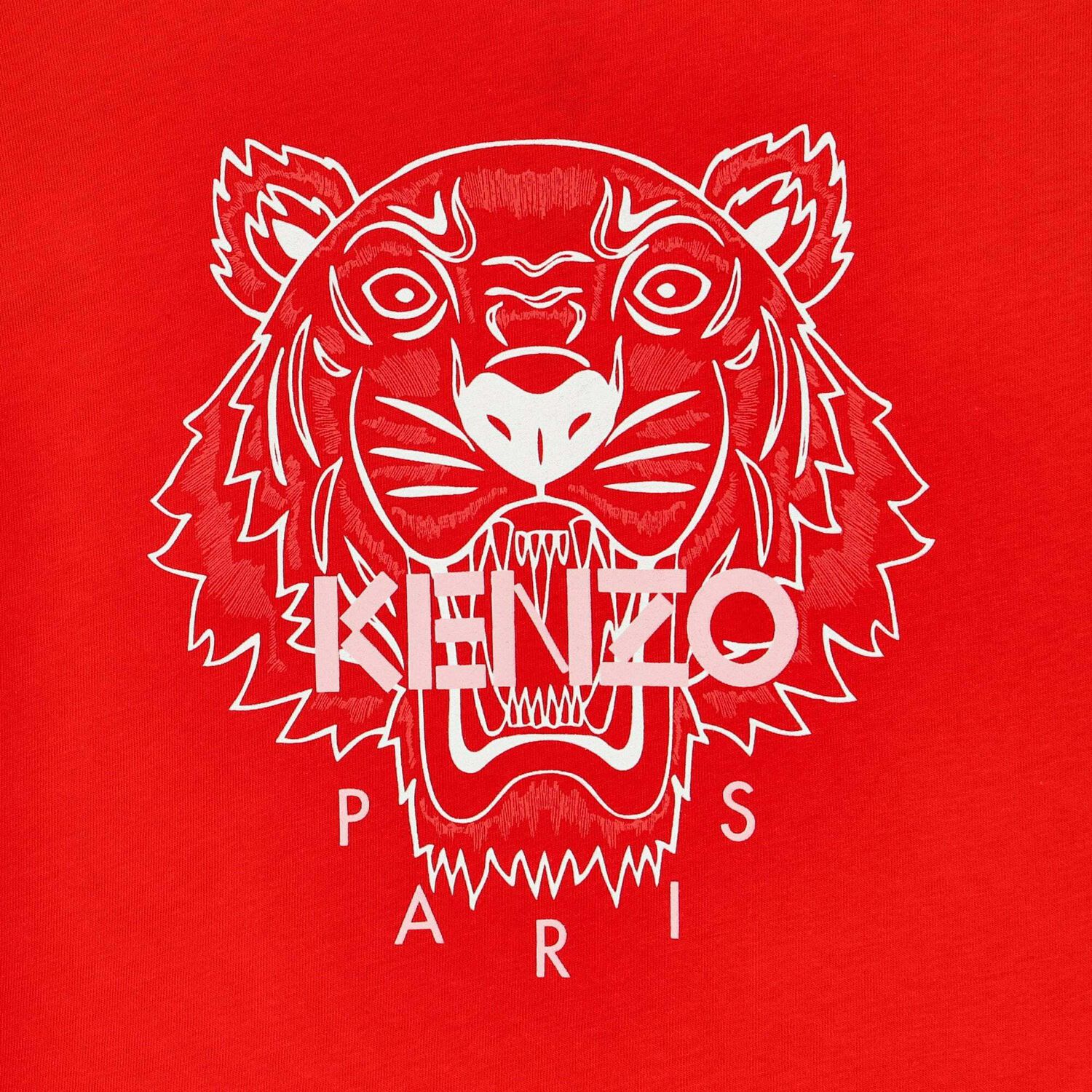 تيشيرت بالشعار بطبعة النمر باللون الاحمر للبنات, 1, hi-res image number null