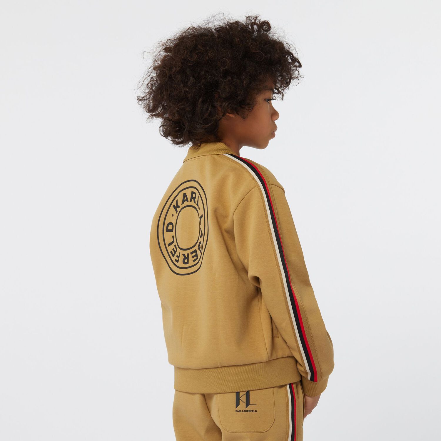 Boys Beige Logo Zip Up Top, 1, hi-res image number null
