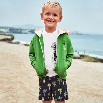 Boys Ivory & Black Graphic Shorts Set