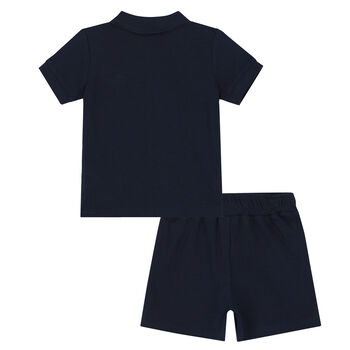 Younger Boys Navy Logo Shorts Set