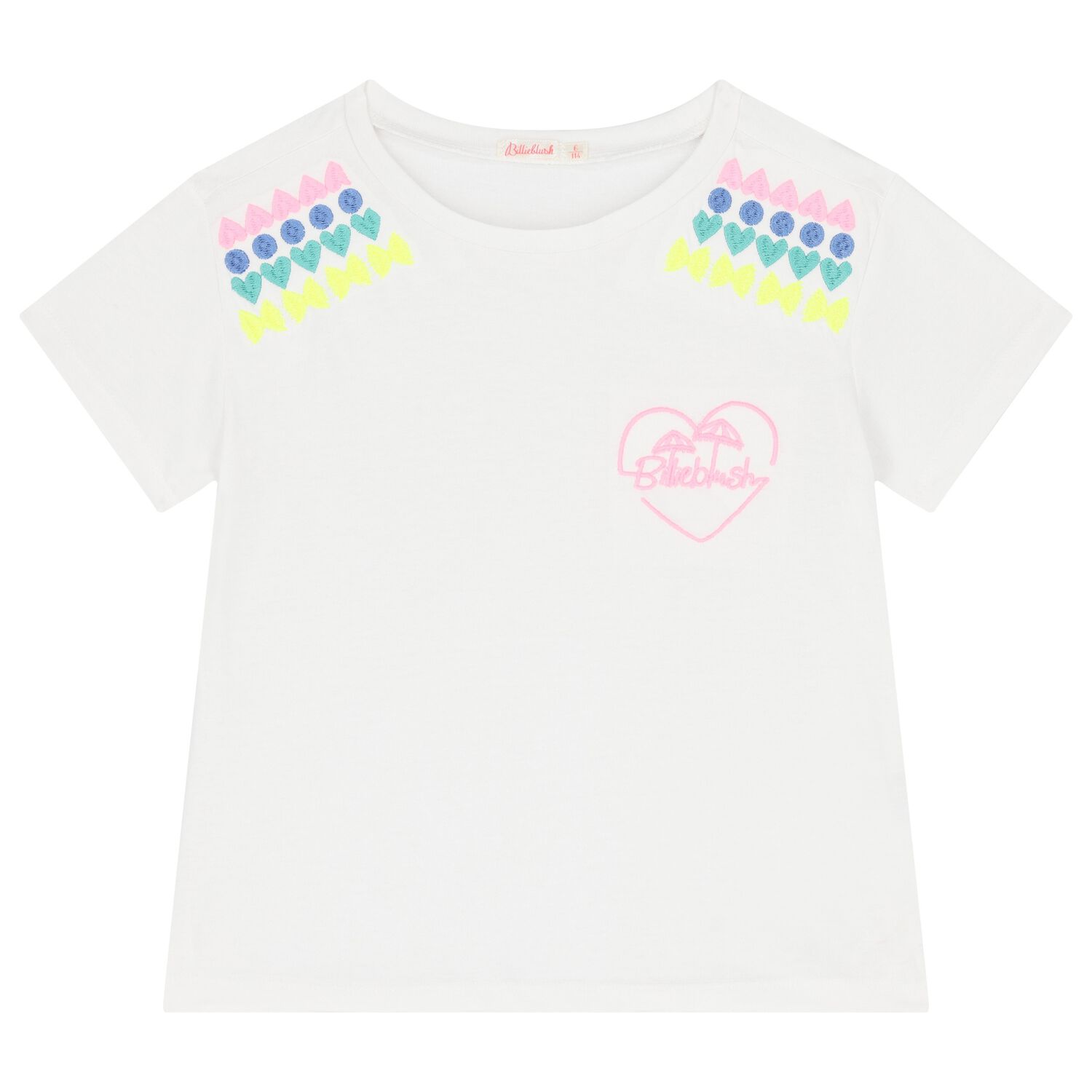 Girls White Heart T-Shirt, 1, hi-res