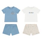 Baby Boys White & Blue Shorts Set ( 2-Pack ) , 1, hi-res