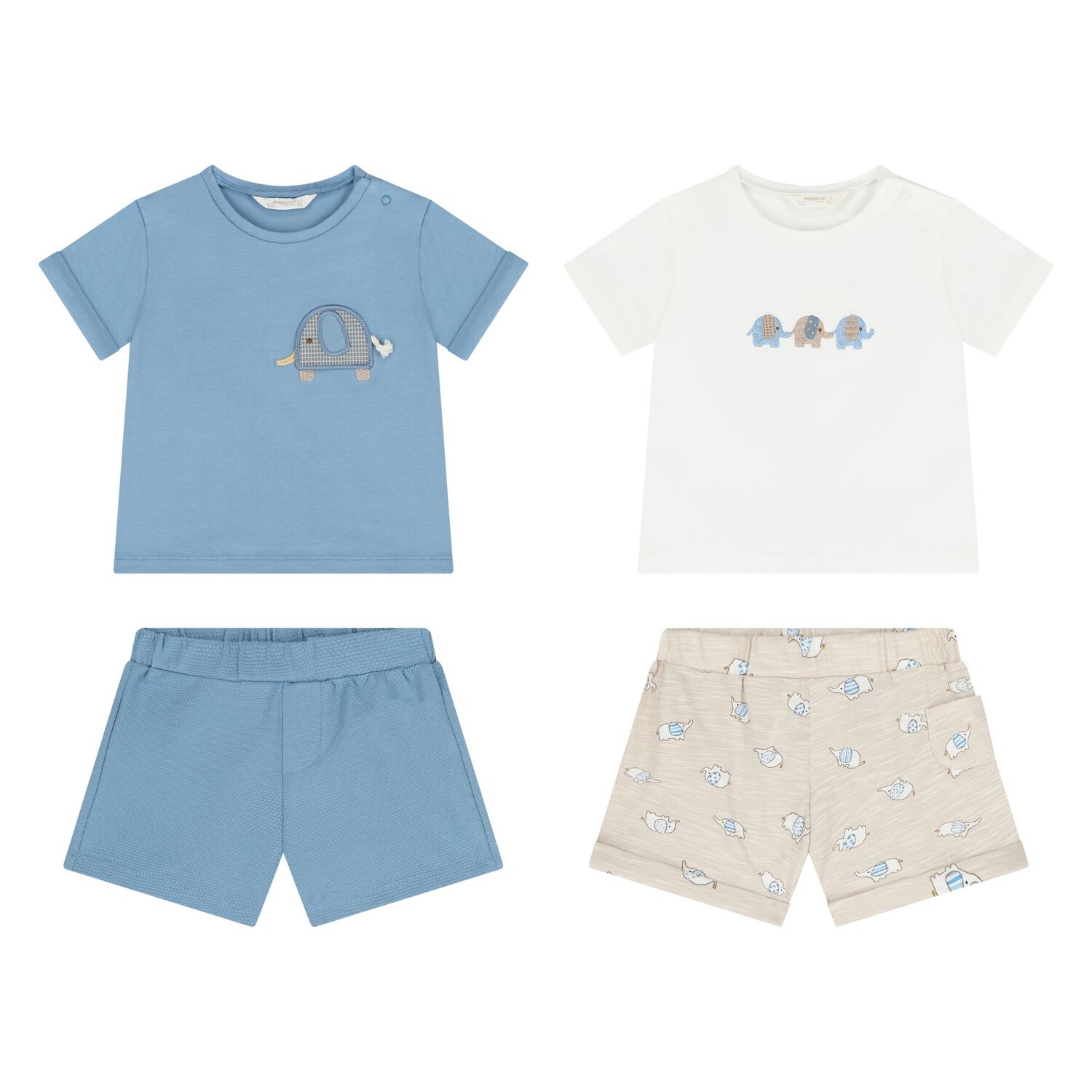 Baby Boys White & Blue Shorts Set ( 2-Pack ) , 1, hi-res