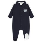 Baby Boys Navy Blue Logo Babygrow, 3, hi-res