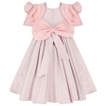 Girls Mirana Pink 3D Rose Sleeve Tulle Dress