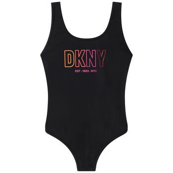 Girls Black Logo Swimsuit