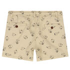 Younger Girls Beige Dogs Shorts, 1, hi-res