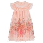 Girls Pink Floral Tulle Dress , 1, hi-res