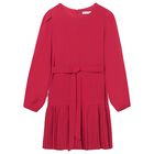 Girls Red Pleated Dress, 1, hi-res