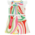 Girls Ivory Marmo Dress, 1, hi-res