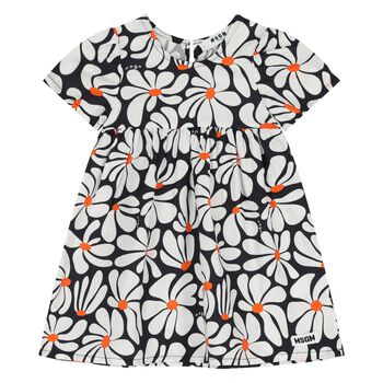 Younger Girls Navy Blue & White Floral Dress