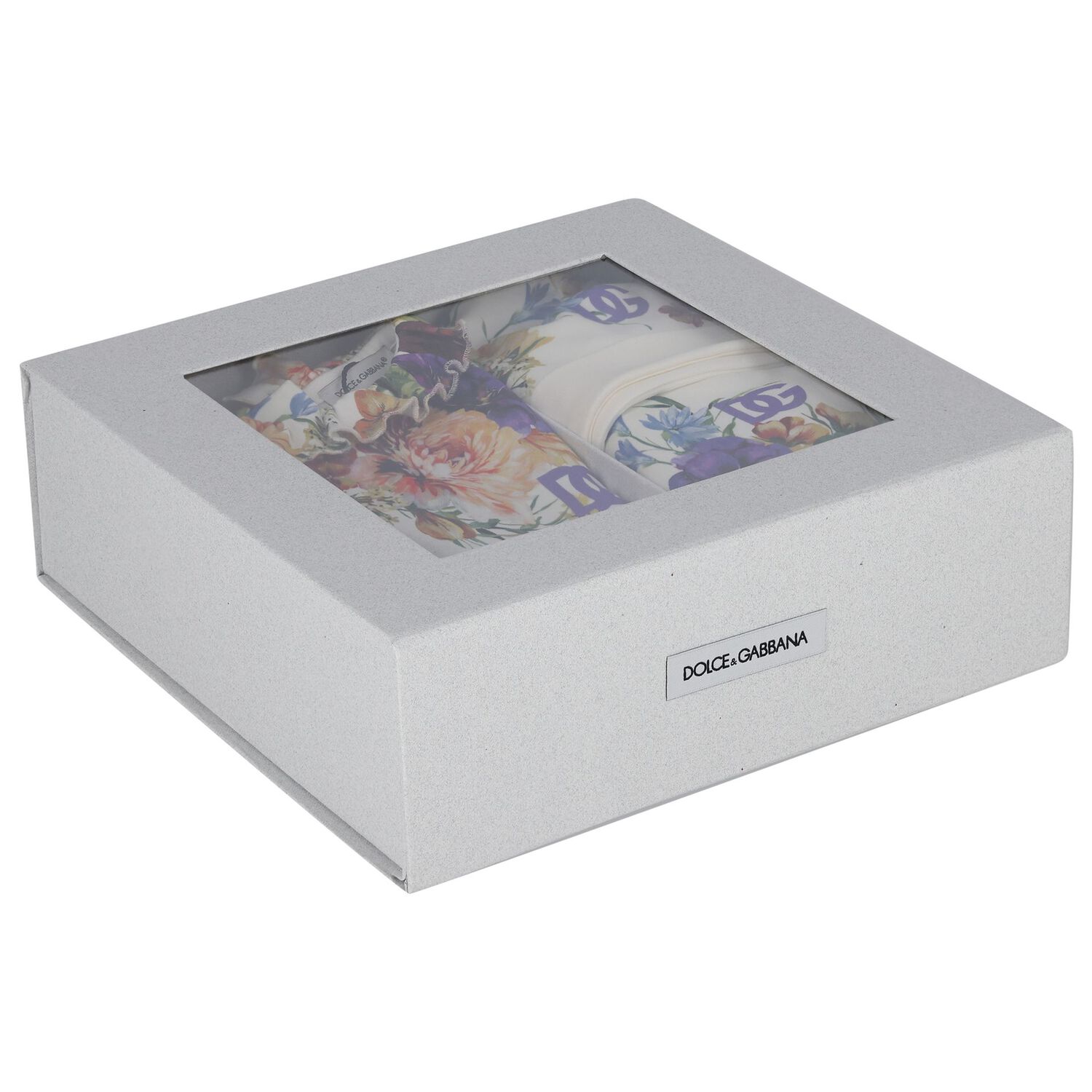 طقم هدايا ملابس أطفال بناتي متعدد الألوان بشعار مزهر, 1, hi-res