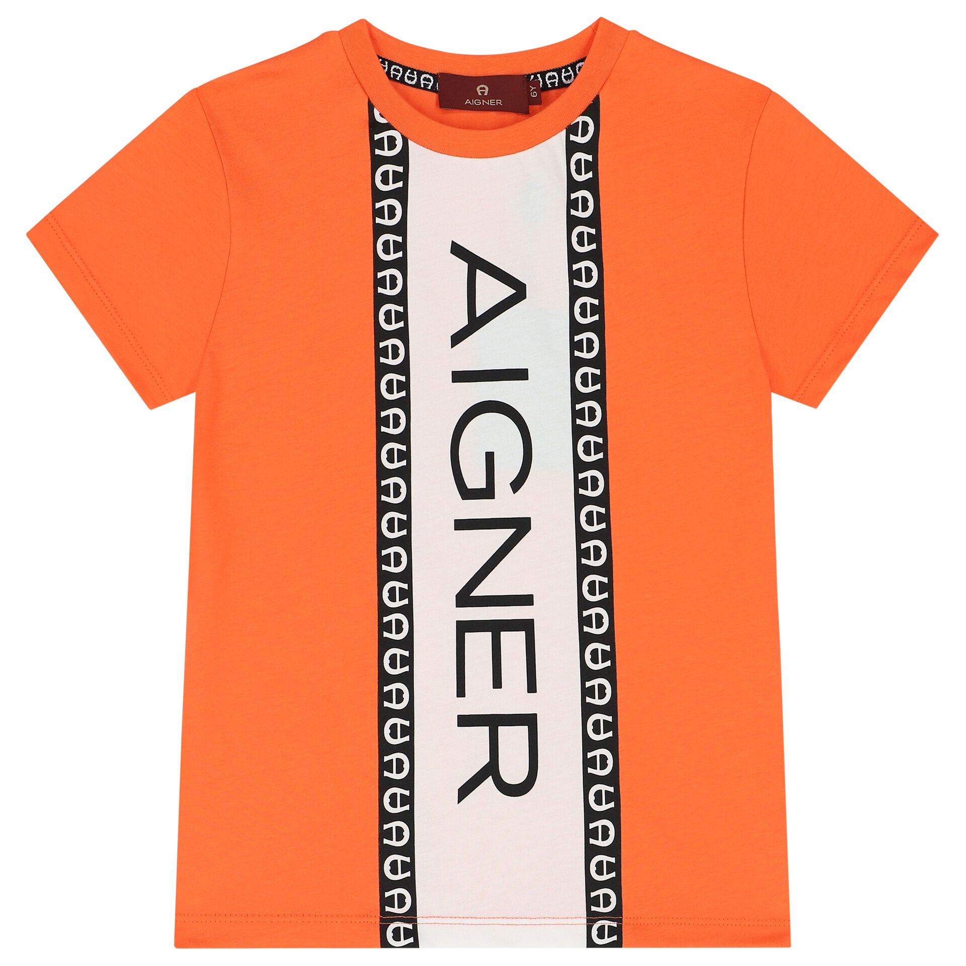 Aigner Boys Orange Logo T Shirt Junior Couture UAE