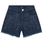 Girls Navy Blue Embellished Denim Jeans, 1, hi-res