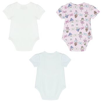 Baby Girls White, Grey & Purple Bodysuits ( 3-Pack )