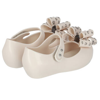Younger Girls Beige Bow Jelly Shoes