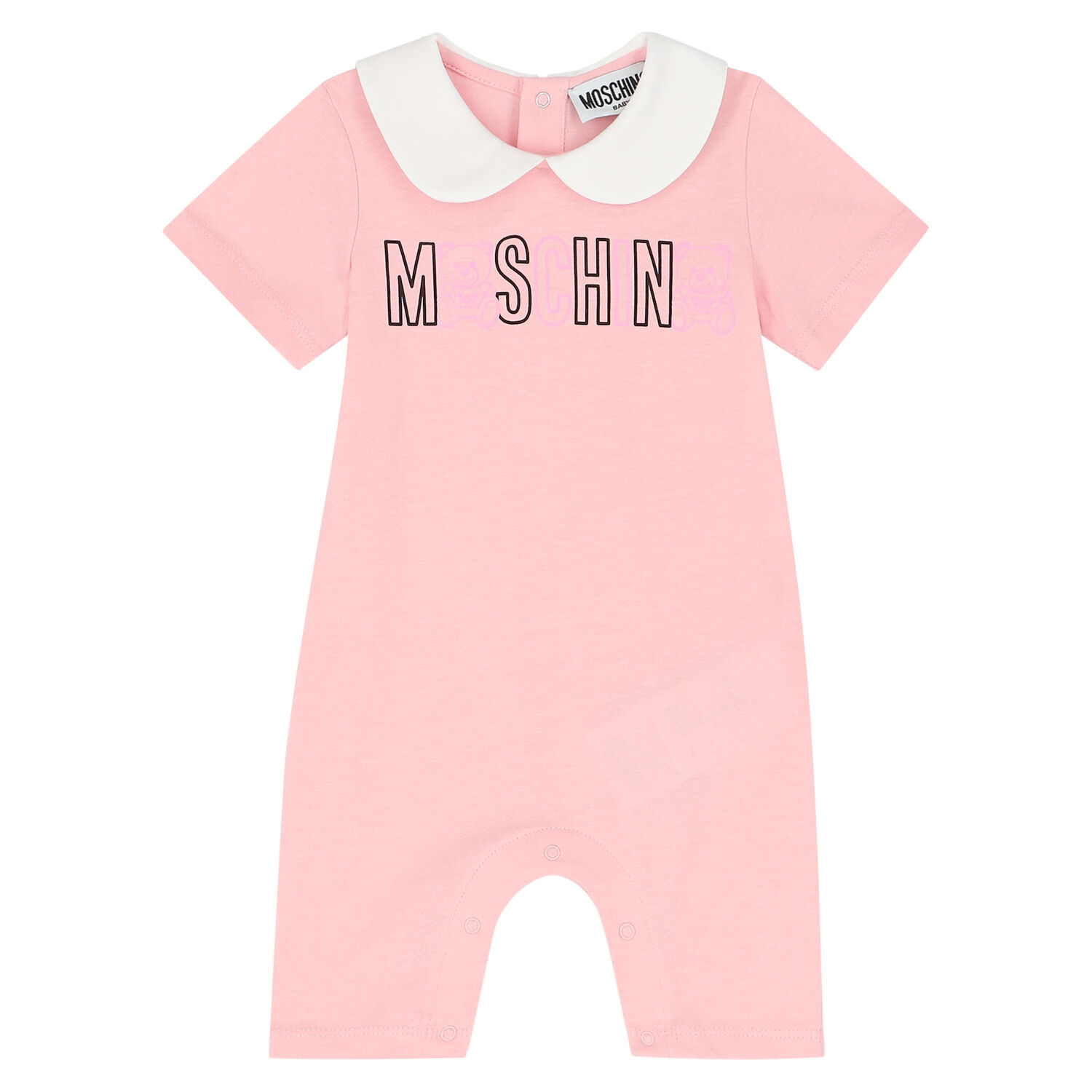 Pink Teddy Logo Romper, 2, hi-res image number null